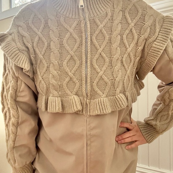 Elegant Beige Cable Knit Cardigan - Picture 7 of 13